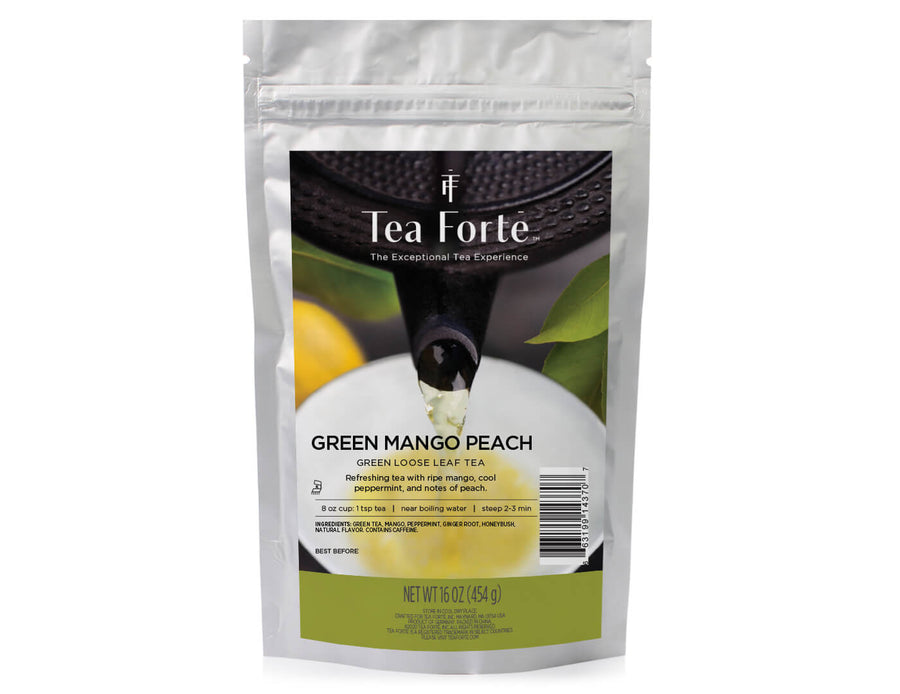 One Pound Loose Tea Pouch Green Mango Peach
